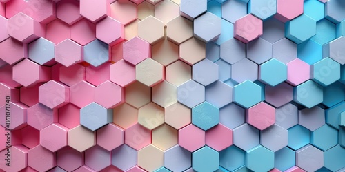 Abstract Hexagon Pattern in Pastel Colors