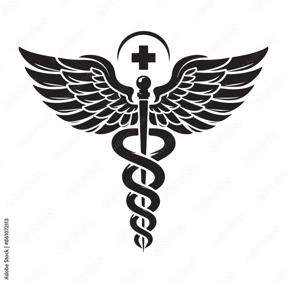 CADUCEUS SYMBOL silhouette vector illustration CADUCEUS SYMBOL silhouette vector illustration