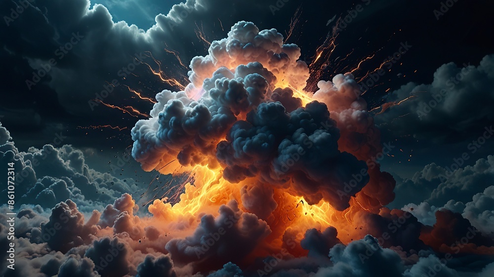 Abstract cloud illuminated with neon light 3d rendering and light on ...