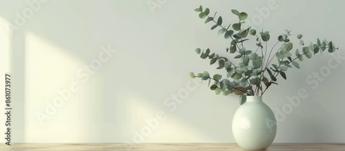 Vase with fresh eucalyptus ...