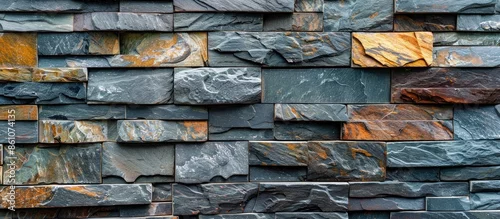 Panel kuchenny z motywem pattern of decorative slate stone wall surface. with copy space image. Place for adding text or design