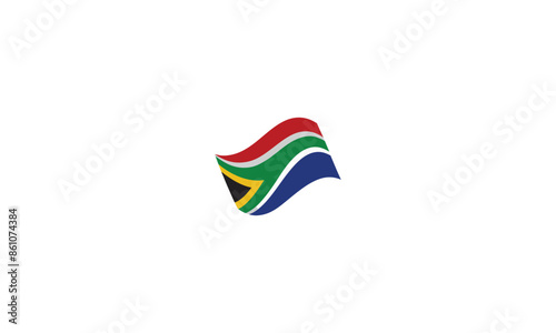 South Africa flag, in wavy design on white.