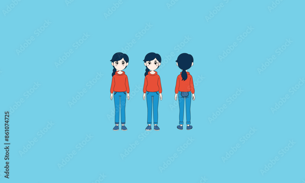 a young cartoon girl's collection of poses. a young cartoon girl's collection of poses.