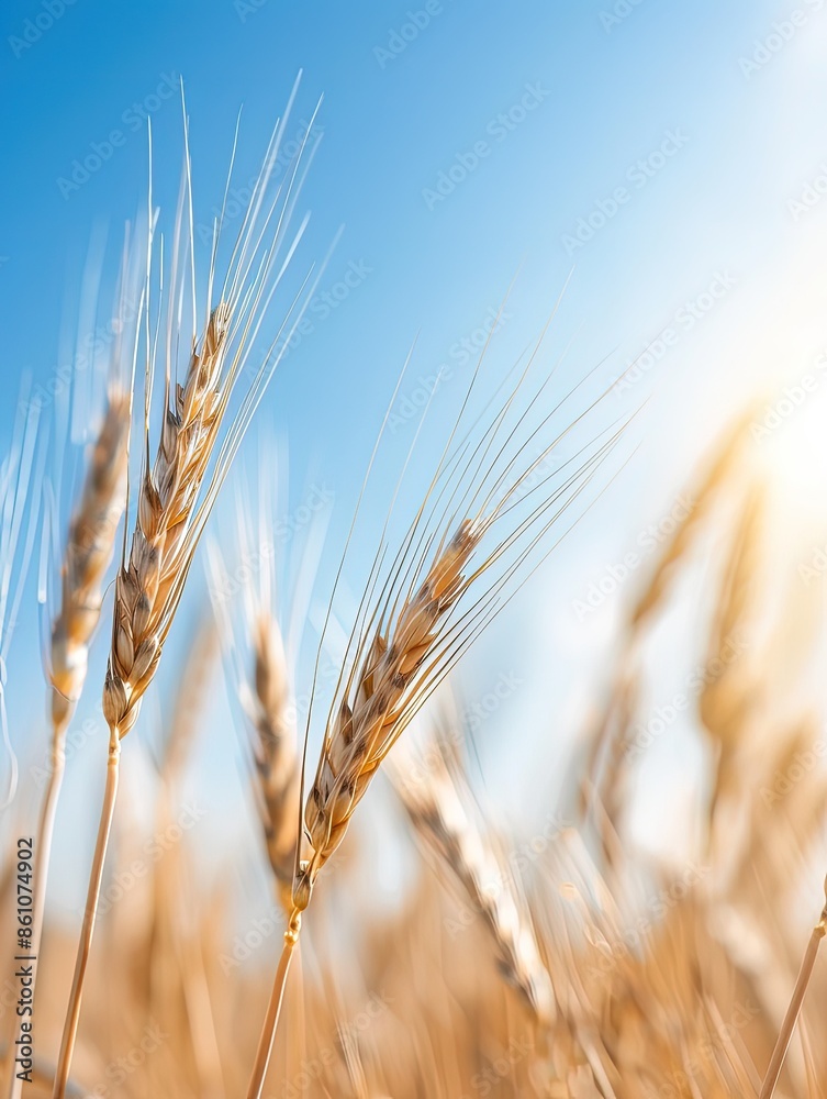 Serene Wheat Field Scene Captured from Ground Level Serene Wheat Field Scene Captured from Ground Level