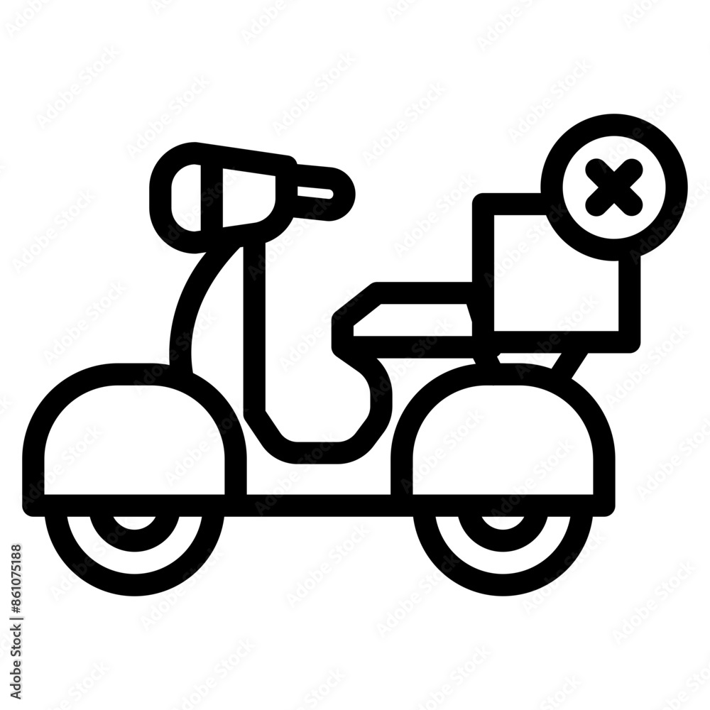 Black retro scooter or motorbike icon illustration isolated on white. Black retro scooter or motorbike icon illustration isolated on white.