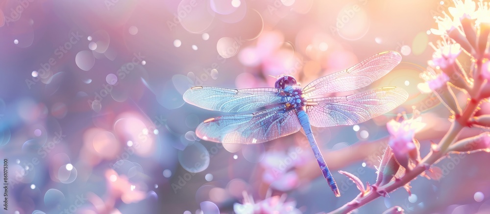 Obraz premium Dragonfly pastel background Abstract Flower. with copy space image. Place for adding text or design