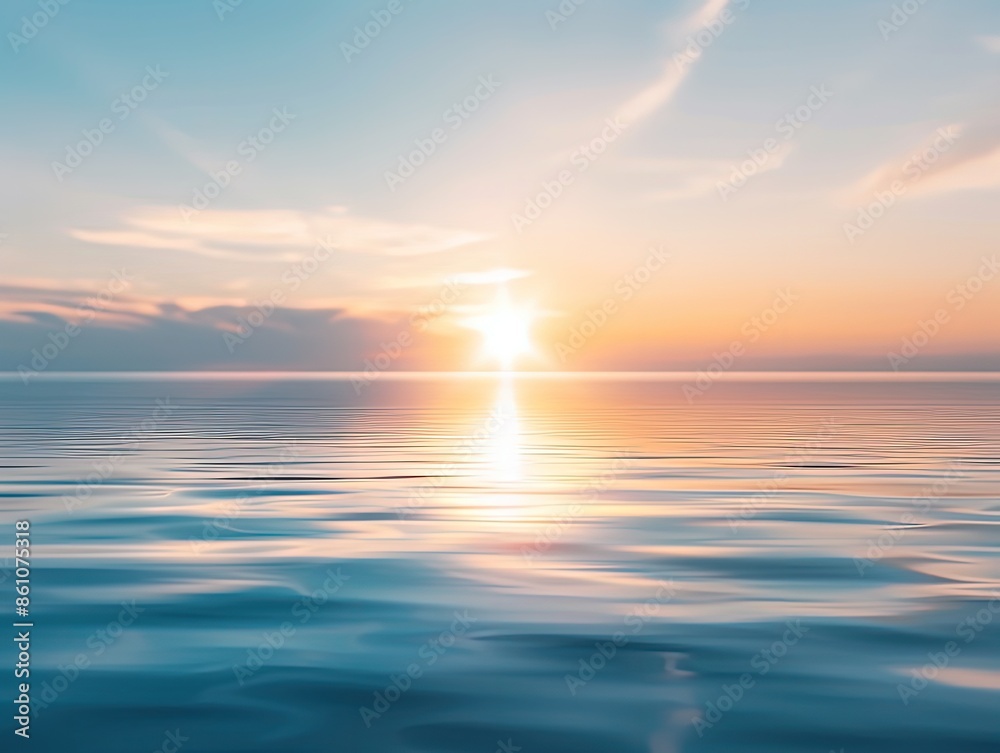 Fototapeta premium Serene Sunrise Over Choppy Ocean with Lens Flare Effect