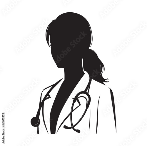 silhouette of Female doctor illustration vector 