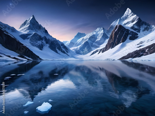 landscape with snow mountains