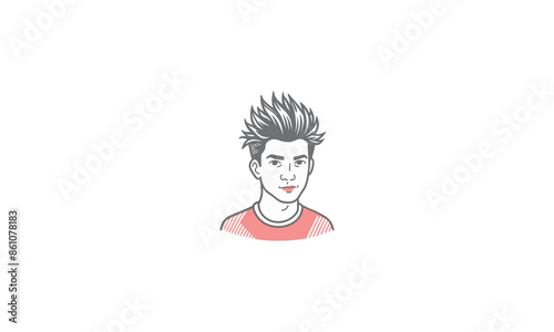 Vector illustration of a man's facial avatar with fashionable hair on a white backdrop.