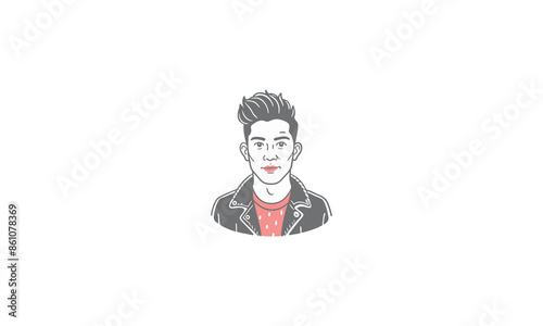 Vector illustration of a man's facial avatar with fashionable hair on a white backdrop.