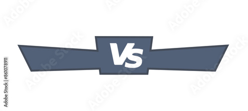 VS fight game vector banner, versus eSport battle competition logo on white, abstract team duel concept. Iron contestant frame, championship event screen. Vector