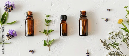 Bottles of essential oils. ...