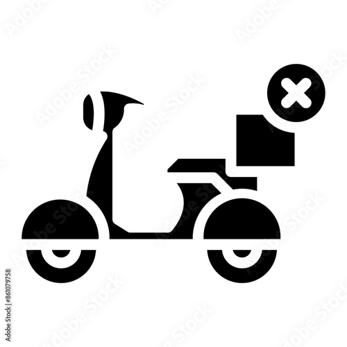 Black retro scooter or motorbike icon illustration isolated on white. 