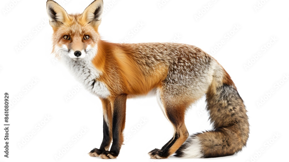 Fototapeta premium Red fox (4 years) - Vulpes vulpes in front of a white background. 