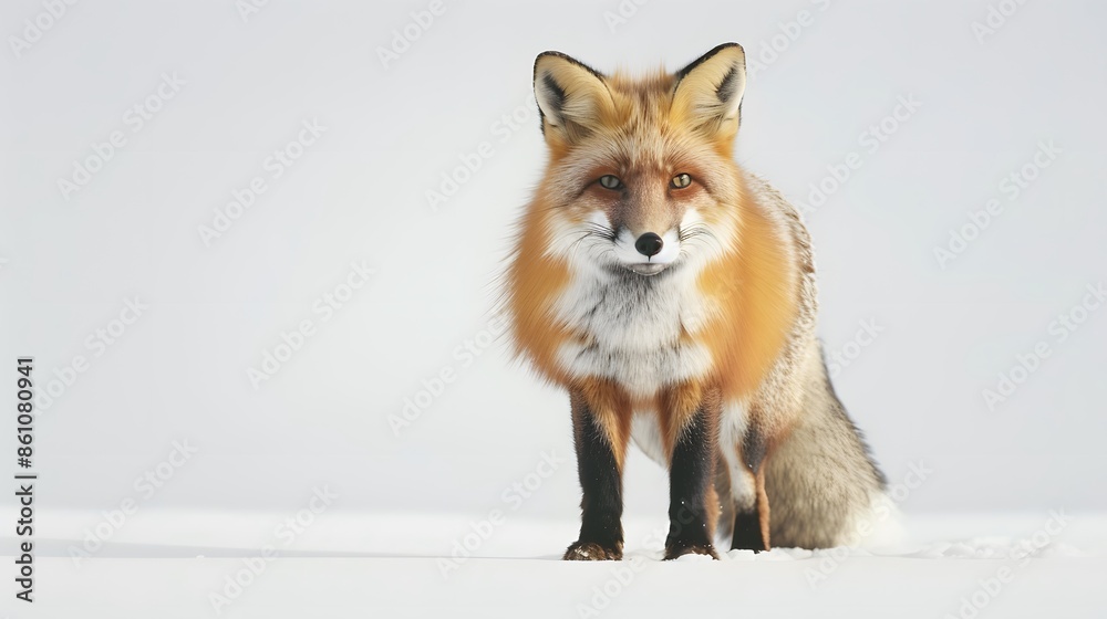 Fototapeta premium Red fox (4 years) - Vulpes vulpes in front of a white background. 