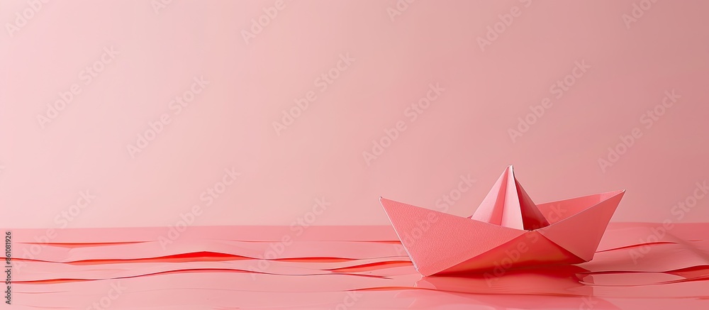 Paper boat Isolated on pastel background Paper Isolated. Copy space image. Place for adding text and design Paper boat Isolated on pastel background Paper Isolated. Copy space image. Place for adding text and design