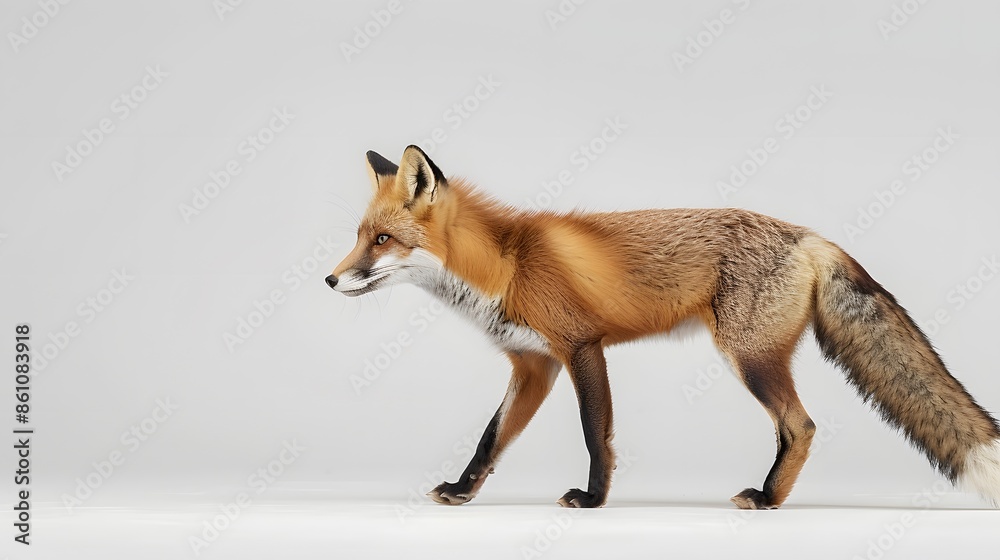 Obraz premium Red fox (4 years) - Vulpes vulpes in front of a white background. 