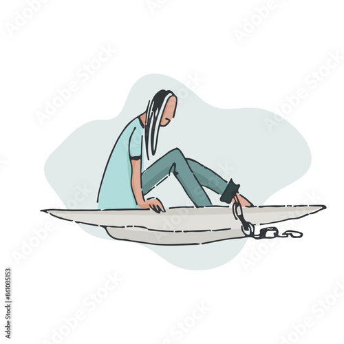 Illustration about the problem of eating disorder - the topic of physical or mental health of a person using sketch technique
