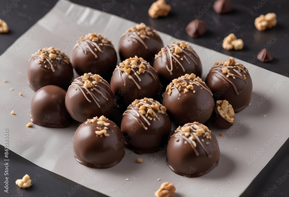 Artisanal chocolate truffles with coconut sprinkle Artisanal chocolate truffles with coconut sprinkle