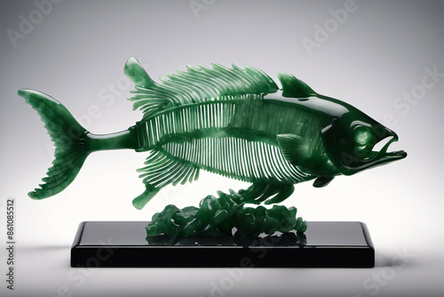 Jade fish skeleton figurine...