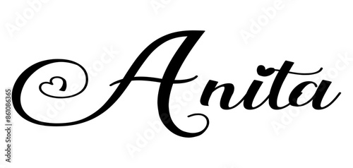 Anita - colore nero - parola nome scritta con cuori - ideale per website, presentazioni, biglietti, banners, sweatshirt, stampe, cricut, silhouette, sublimazioni, etichette, adesivi
 
