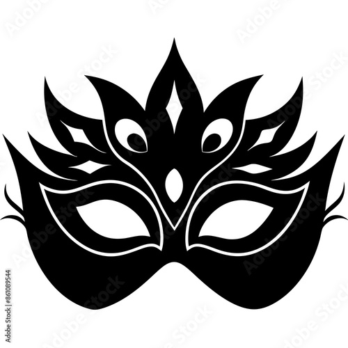 masquerade mask silhouette vector on white background