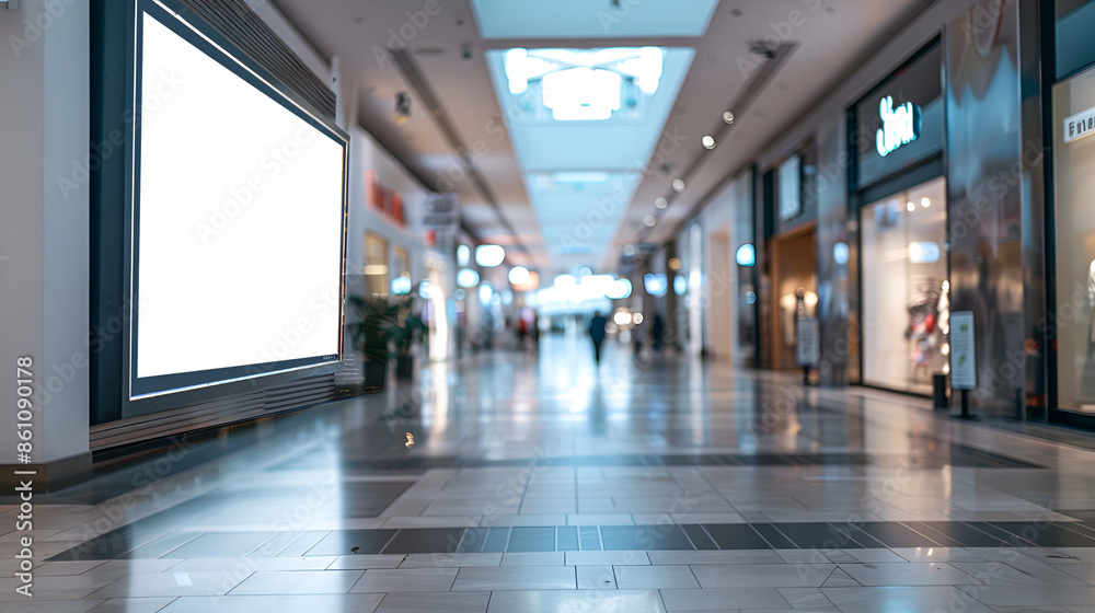 digital media panel displaying a blank screen in a shopping center with a blurred background. Concept Digital Marketing, Retail Technology, In-Store Advertising, Modern Shopping Expe digital media panel displaying a blank screen in a shopping center with a blurred background. Concept Digital Marketing, Retail Technology, In-Store Advertising, Modern Shopping Expe