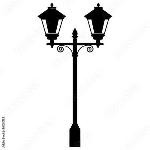 lamp post light silhouette vector art illustration.