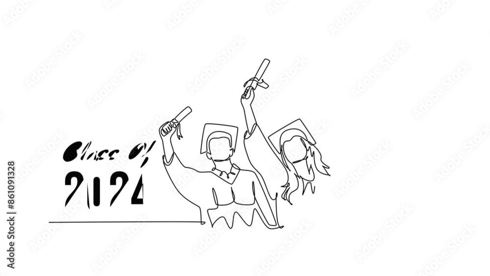 International Cat day concept. Single line draw design. Full length animation illustration. High quality 4k footage International Cat day concept. Single line draw design. Full length animation illustration. High quality 4k footage