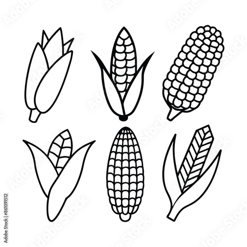 Editable Vector Illustration of 8 Corn Silhouettes for Designers