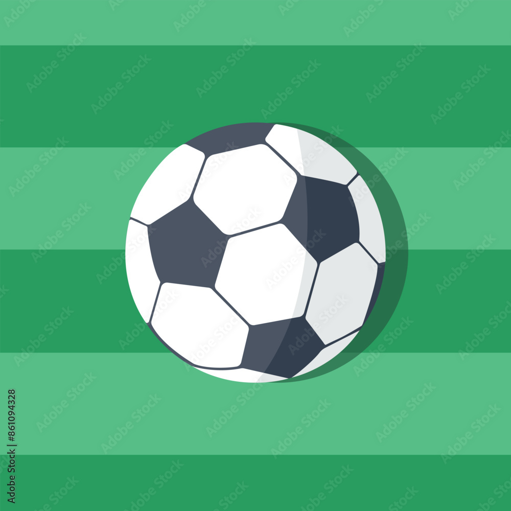 Naklejka premium Soccer ball on green background. Vector illustration.