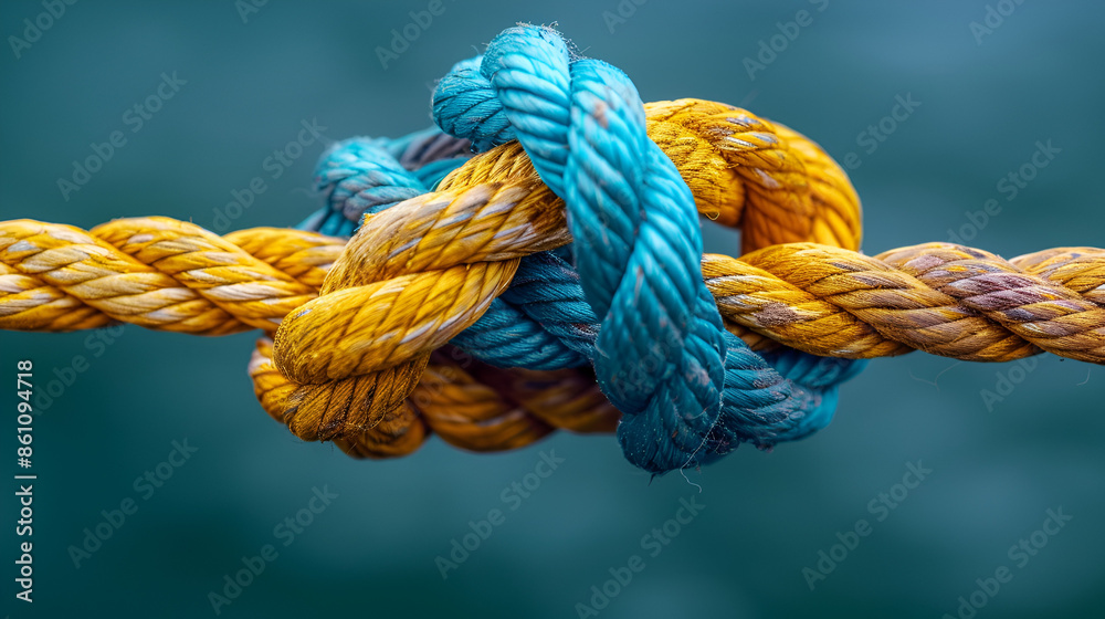 Collective Effort Integration and Unity with teamwork concept as a business metaphor for joining a partnership synergy and cohesion as diverse ropes connected together in interdependence Collective Effort Integration and Unity with teamwork concept as a business metaphor for joining a partnership synergy and cohesion as diverse ropes connected together in interdependence