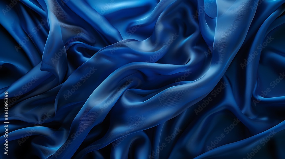 Fototapeta premium abstract background luxury cloth or liquid wave or wavy folds of grunge blue silk texture AI generated