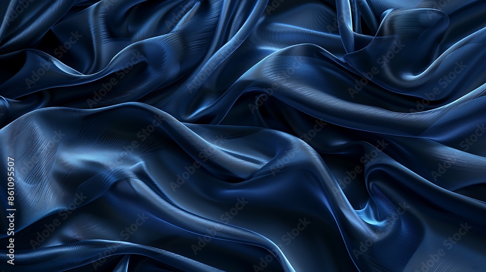 Fototapeta premium abstract background luxury cloth or liquid wave or wavy folds of grunge blue silk texture AI generated