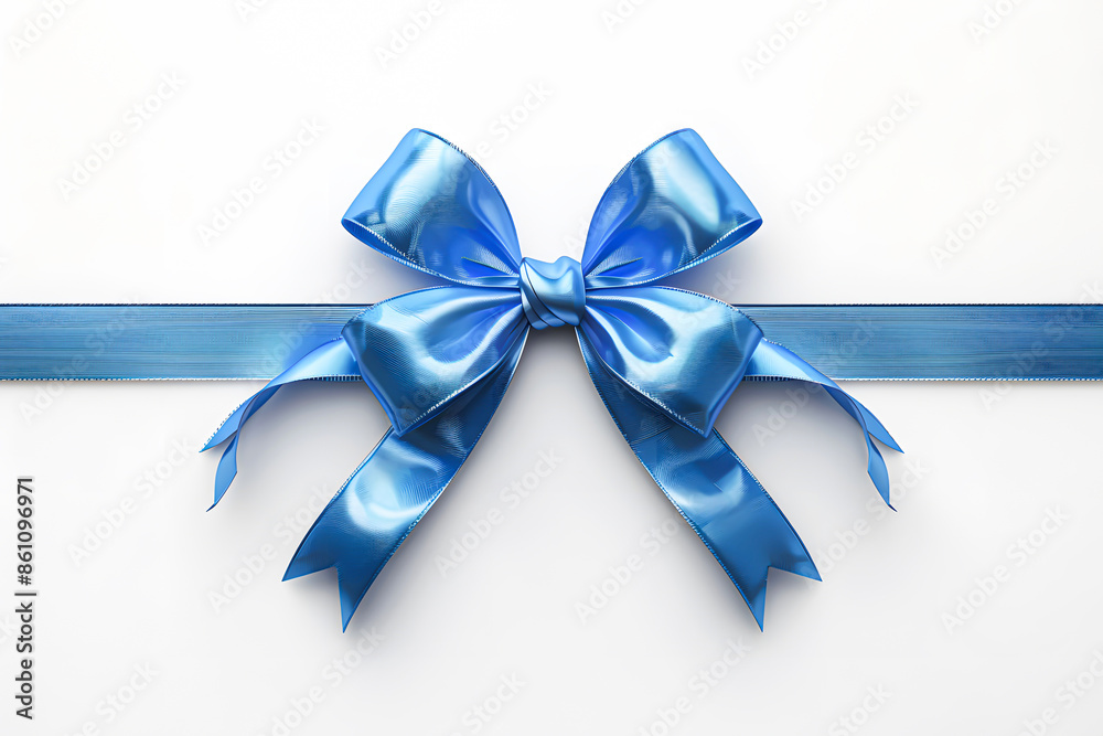 Elegant blue ribbon bow on a white background. Perfect for gift-wrapping, celebrations, and decorative purposes for any occasion. Elegant blue ribbon bow on a white background. Perfect for gift-wrapping, celebrations, and decorative purposes for any occasion.