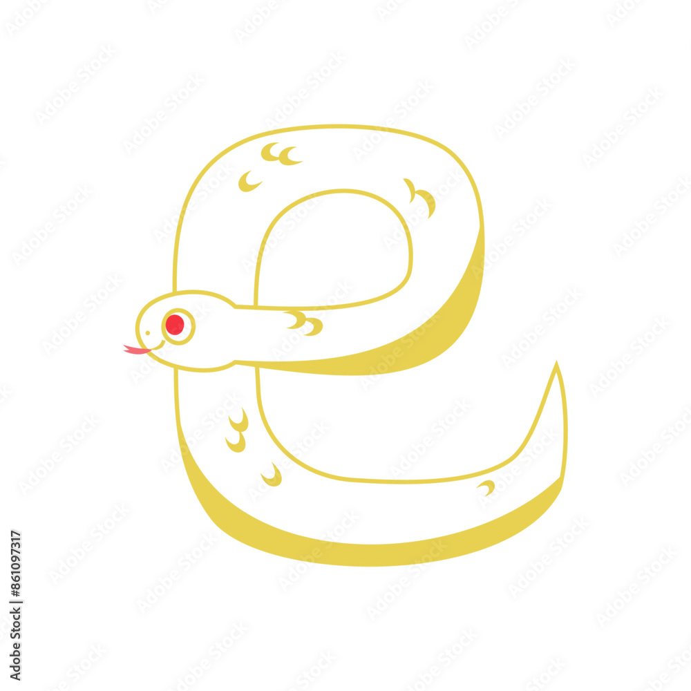 白蛇で書かれた「巳」の文字。フラットなベクターイラスト。
Character 白蛇で書かれた「巳」の文字。フラットなベクターイラスト。
Character