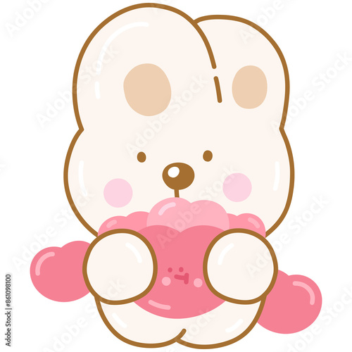 Cute rabbit with hearts 