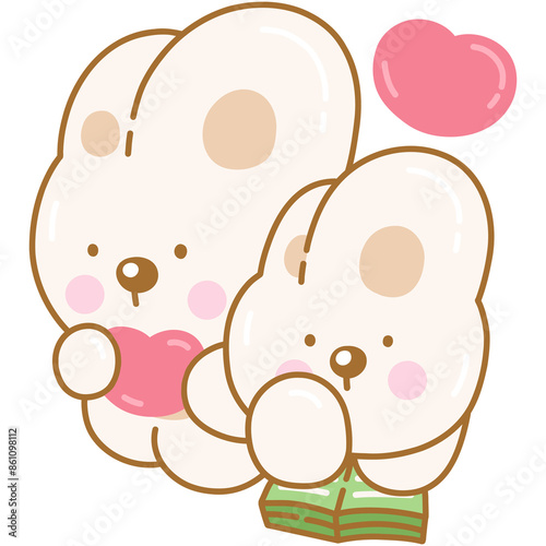 Cute rabbit with hearts 