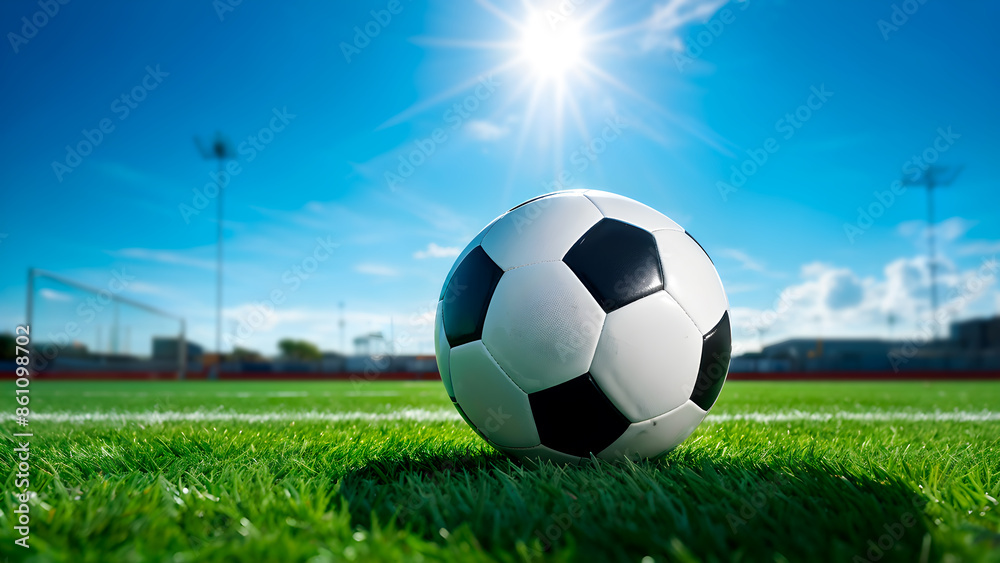 Fototapeta premium Soccer stadium arena with natural green grass, football concept