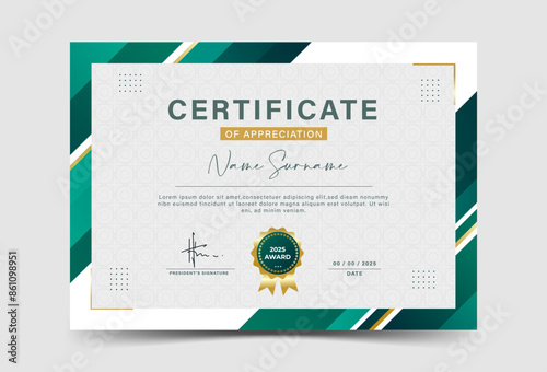 green and gold geometric effect achievement certificate template Vector blank design. soft design. simple design, eps 10