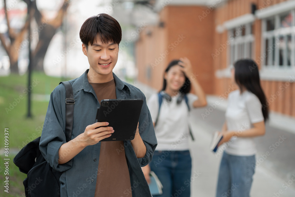 Fototapeta premium Students Reading Books In University Campus.