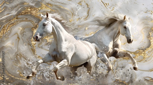 Powerful Horse race on a landscape photography. Beautiful photo of horse race photo