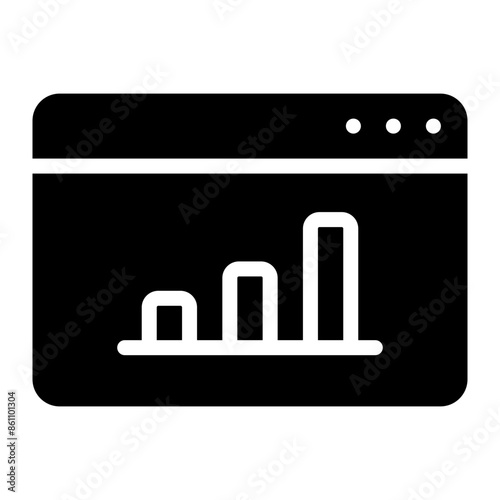 statistical bar chart on website glyph icon