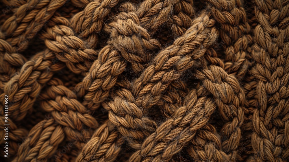 A detailed texture of knit wool, with a complex pattern of intertwined yarns in earthy tones, showcasing the warmth and coziness of the material. A detailed texture of knit wool, with a complex pattern of intertwined yarns in earthy tones, showcasing the warmth and coziness of the material.