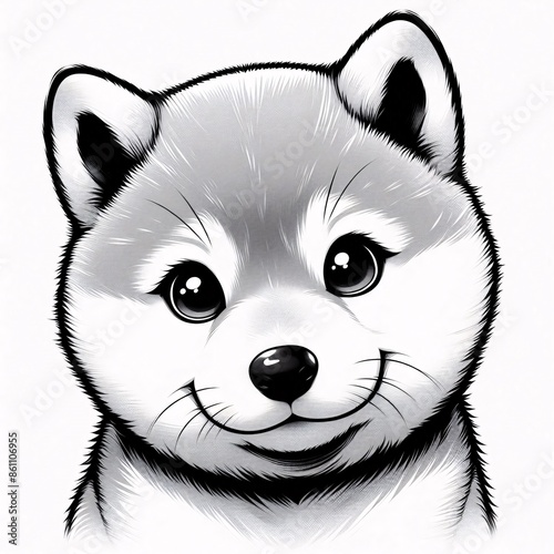 Delightful Shiba Inu Puppy Playing on White Background