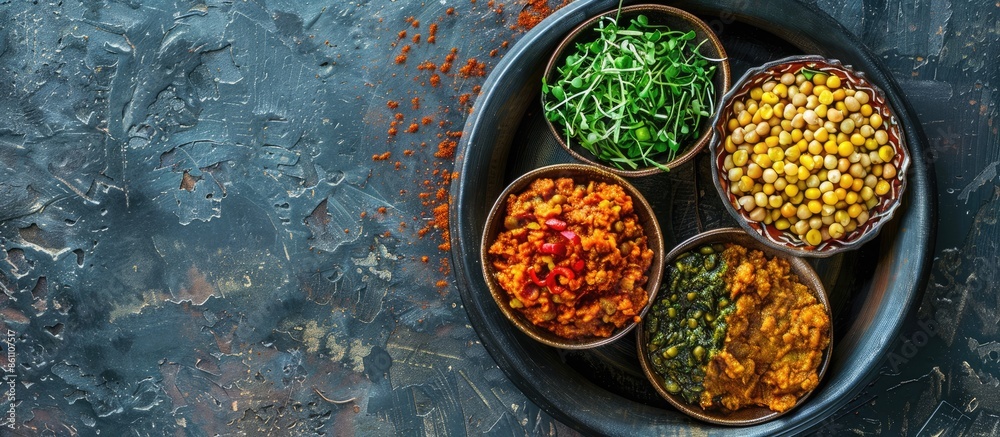 Homemade Ethiopian food in Cape Town. Copy space image. Place for adding text or design