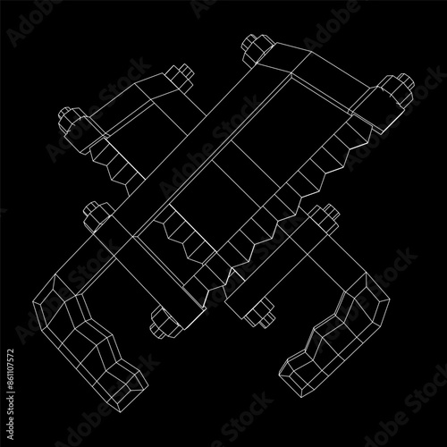 Hacksaw manual or Hand hacksaw. Wireframe low poly mesh vector illustration