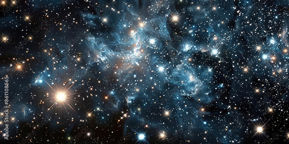 Illuminated Stars on Dark Night Sky. Serene and enchanting stargazing concept Illuminated Stars on Dark Night Sky. Serene and enchanting stargazing concept