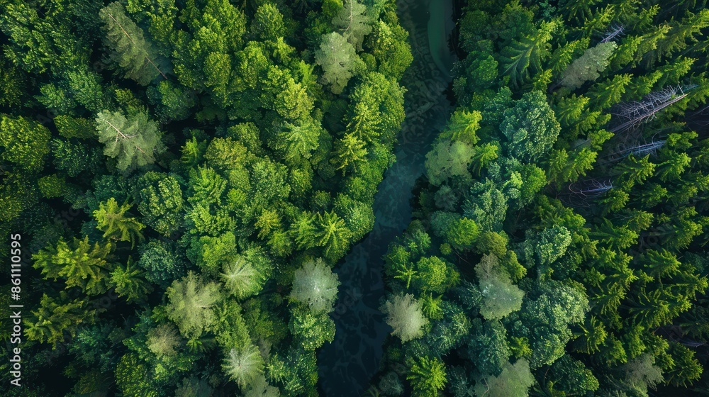 Beautiful natural scenery of river in southeast Asia tropical green forest with mountains in background, aerial view drone shot Beautiful natural scenery of river in southeast Asia tropical green forest with mountains in background, aerial view drone shot